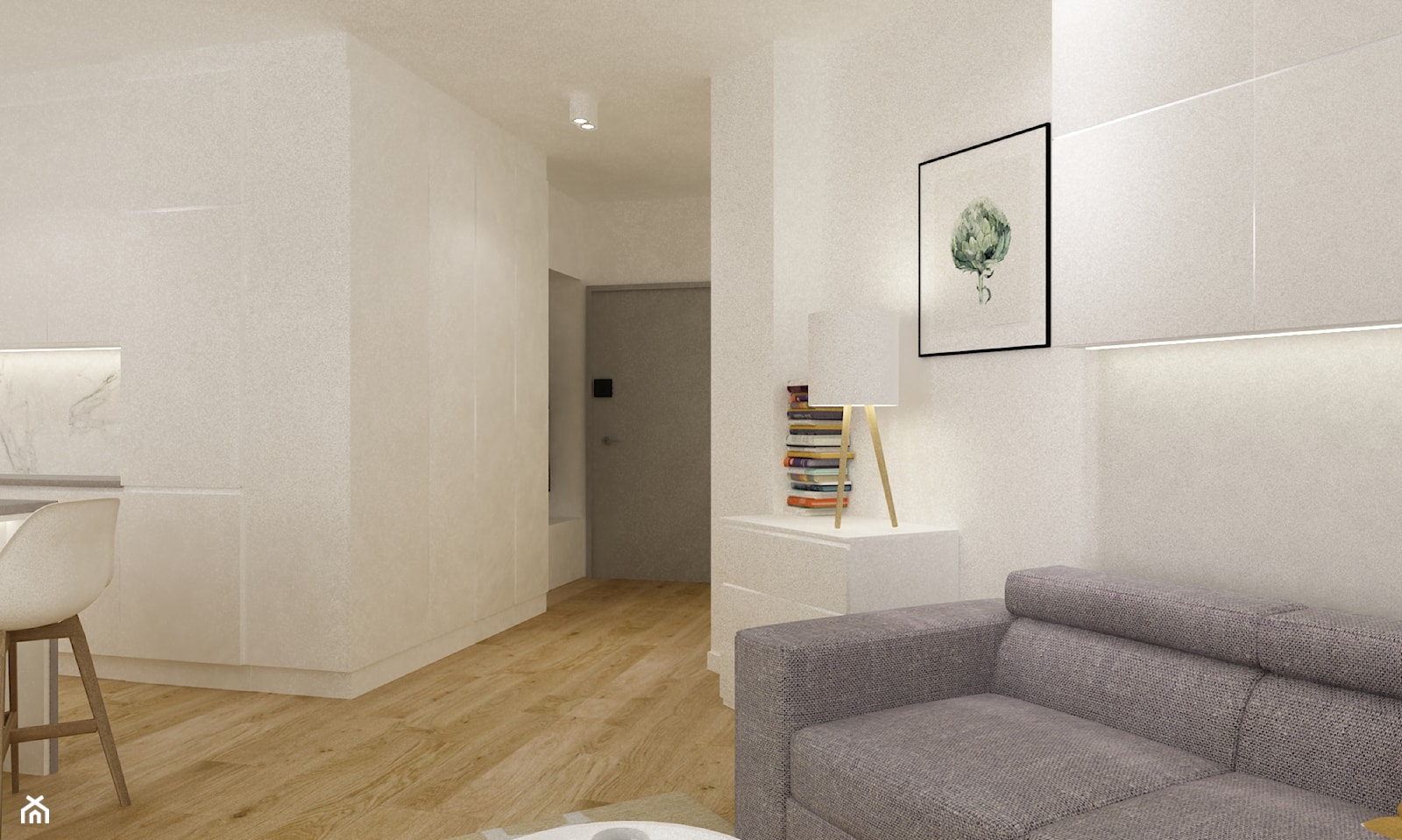 mieszkanie 50 m2 pod wynajem - Średni biały hol / przedpokój, styl nowoczesny - zdjęcie od Grafika i Projekt architektura wnętrz - Homebook