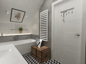 Dom Brwinów 200 m2 - Mała na poddaszu łazienka, styl nowoczesny - zdjęcie od Grafika i Projekt architektura wnętrz