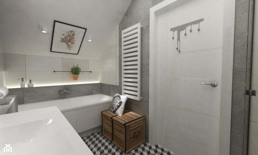 Dom Brwinów 200 m2 - Mała na poddaszu łazienka, styl nowoczesny - zdjęcie od Grafika i Projekt architektura wnętrz - Homebook
