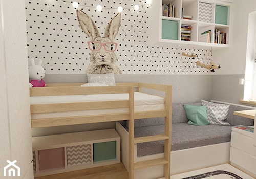 pokój dziecięcy - Mały szary pokój dziecka dla nastolatka dla dziewczynki, styl skandynawski - zdjęcie od Grafika i Projekt architektura wnętrz