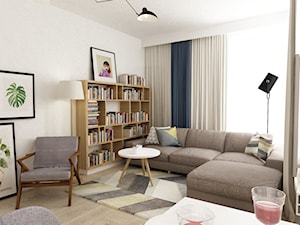 mieszkanie 68m2 w stylu duńskim - Średni biały salon, styl skandynawski - zdjęcie od Grafika i Projekt architektura wnętrz