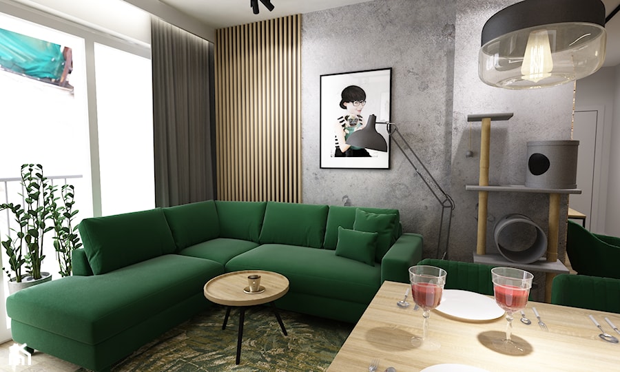 50m2 w styli loft - Salon, styl industrialny - zdjęcie od Grafika i Projekt architektura wnętrz
