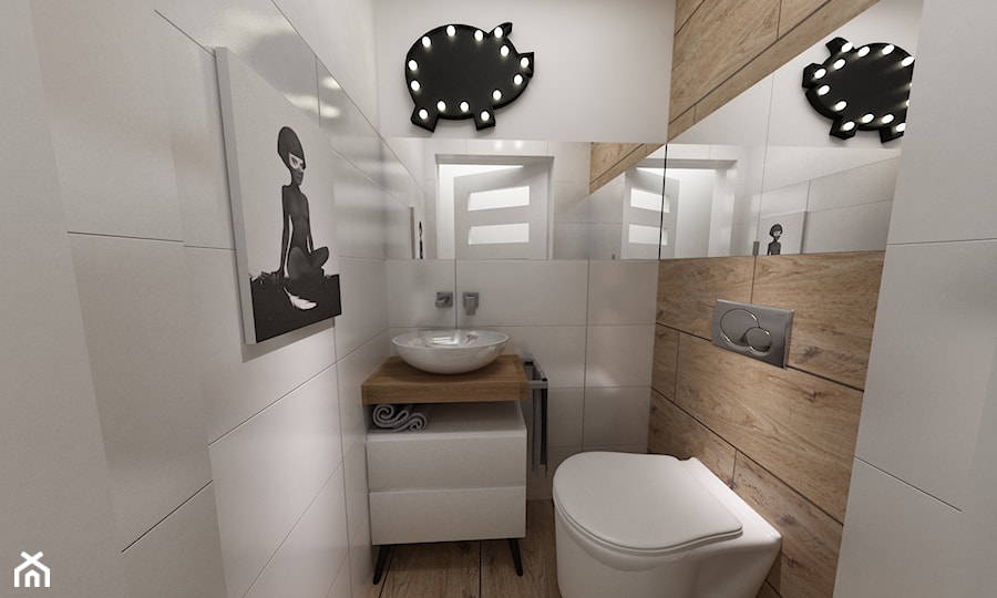 Dom pod Warszawą 160 m2 - Mała łazienka, styl skandynawski - zdjęcie od Grafika i Projekt architektura wnętrz