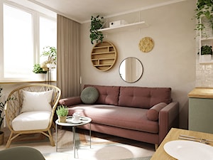 mieszkanie 50 metrów z z 2 na 3 pokoje boho - Salon, styl skandynawski - zdjęcie od Grafika i Projekt architektura wnętrz