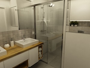 łazienki w stylu skandynawskim - Średnia bez okna z dwoma umywalkami łazienka, styl skandynawski - zdjęcie od Grafika i Projekt architektura wnętrz