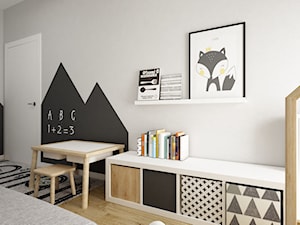 pokój dziecięcy - Średni biały czarny pokój dziecka dla dziecka dla chłopca dla dziewczynki, styl skandynawski - zdjęcie od Grafika i Projekt architektura wnętrz