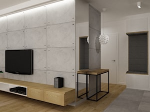 mieszkanie 80m2 metamorfoza - Mały biały hol / przedpokój, styl industrialny - zdjęcie od Grafika i Projekt architektura wnętrz