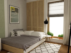 48 m2 mieszkanie Wilanów - minimalizm z kolorem - Sypialnia, styl minimalistyczny - zdjęcie od Grafika i Projekt architektura wnętrz