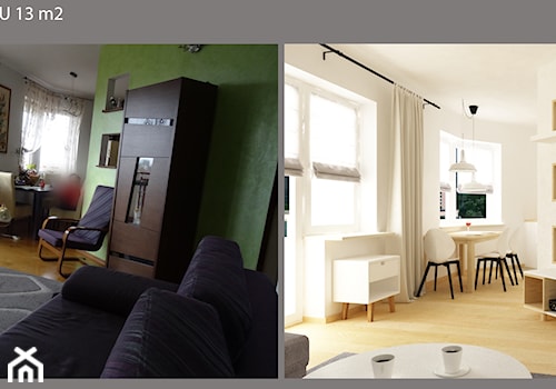 metamorfoza salonu 13 m2 - Średni biały salon, styl skandynawski - zdjęcie od Grafika i Projekt architektura wnętrz