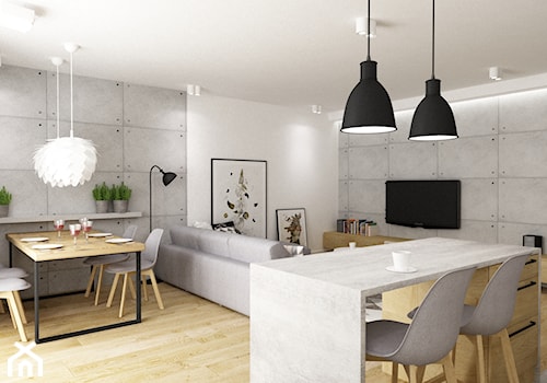 mieszkanie 80m2 metamorfoza - Średnia biała jadalnia w salonie, styl industrialny - zdjęcie od Grafika i Projekt architektura wnętrz
