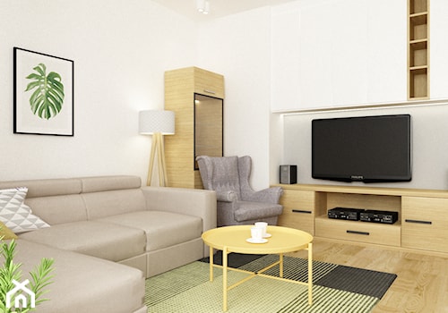apartament bemowo ok.100m2 - Mały biały salon, styl nowoczesny - zdjęcie od Grafika i Projekt architektura wnętrz