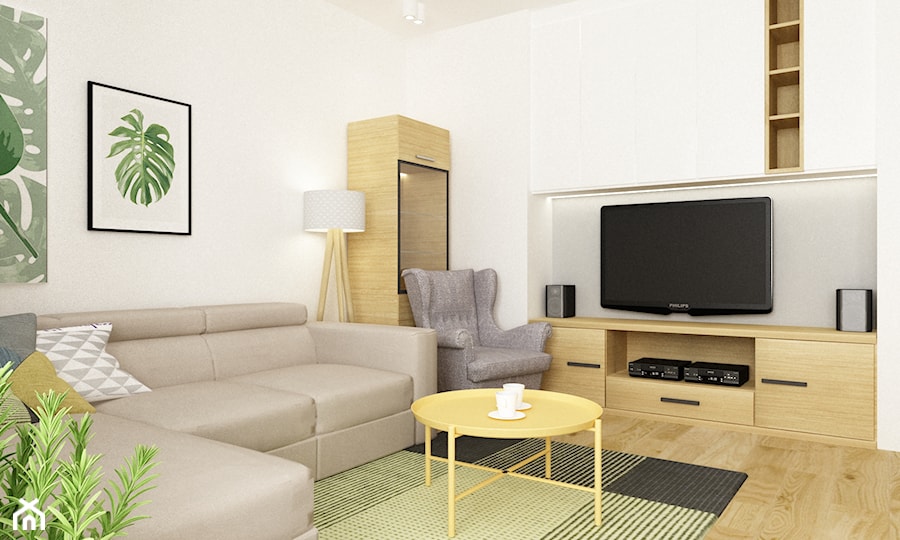 apartament bemowo ok.100m2 - Mały biały salon, styl nowoczesny - zdjęcie od Grafika i Projekt architektura wnętrz