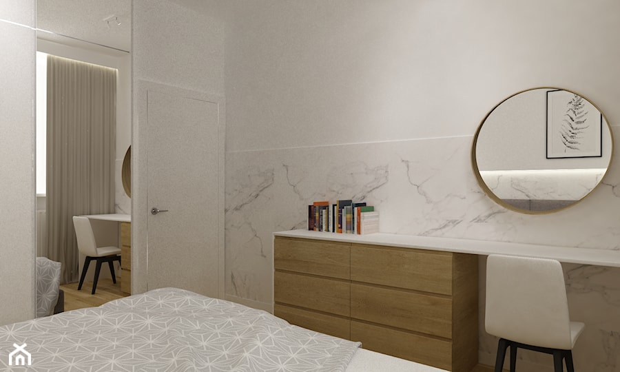 metamorfoza mieszkanie 70m2 w kamienicy - Średnia biała z biurkiem sypialnia, styl nowoczesny - zdjęcie od Grafika i Projekt architektura wnętrz