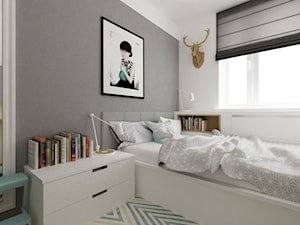 mieszkanie na wawrze 54m2 - Średnia biała szara sypialnia, styl skandynawski - zdjęcie od Grafika i Projekt architektura wnętrz