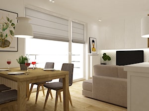 mieszkanie na wawrze 54m2 - Średnia biała jadalnia w salonie, styl skandynawski - zdjęcie od Grafika i Projekt architektura wnętrz