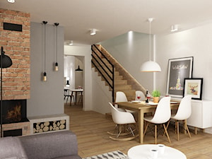Dom Brwinów 200 m2 - Średnia biała jadalnia w salonie, styl nowoczesny - zdjęcie od Grafika i Projekt architektura wnętrz