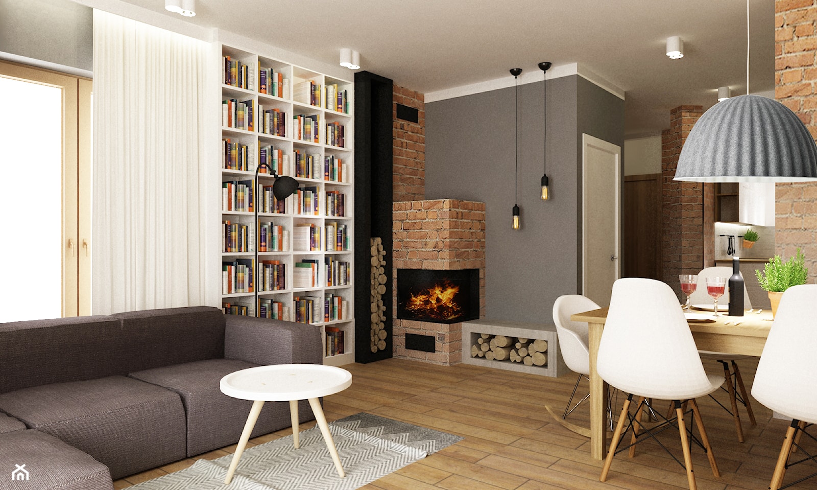 Dom Brwinów 200 m2 - Średni szary salon z jadalnią, styl nowoczesny - zdjęcie od Grafika i Projekt architektura wnętrz - Homebook
