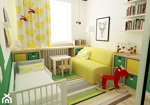 pokój dziecięcy - Średni biały zielony pokój dziecka dla dziecka dla chłopca, styl nowoczesny - zdjęcie od Grafika i Projekt architektura wnętrz