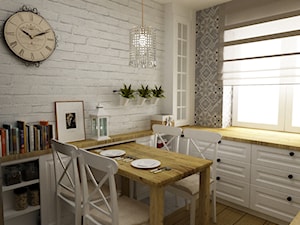 Kuchnia metamorfoza w stylu prowansalsko skandynawskim - Średnia otwarta biała kolorowa kuchnia w ks ... - zdjęcie od Grafika i Projekt architektura wnętrz
