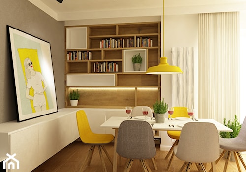 projekty pojedynczych pomieszczeń - Średnia beżowa szara jadalnia jako osobne pomieszczenie, styl skandynawski - zdjęcie od Grafika i Projekt architektura wnętrz
