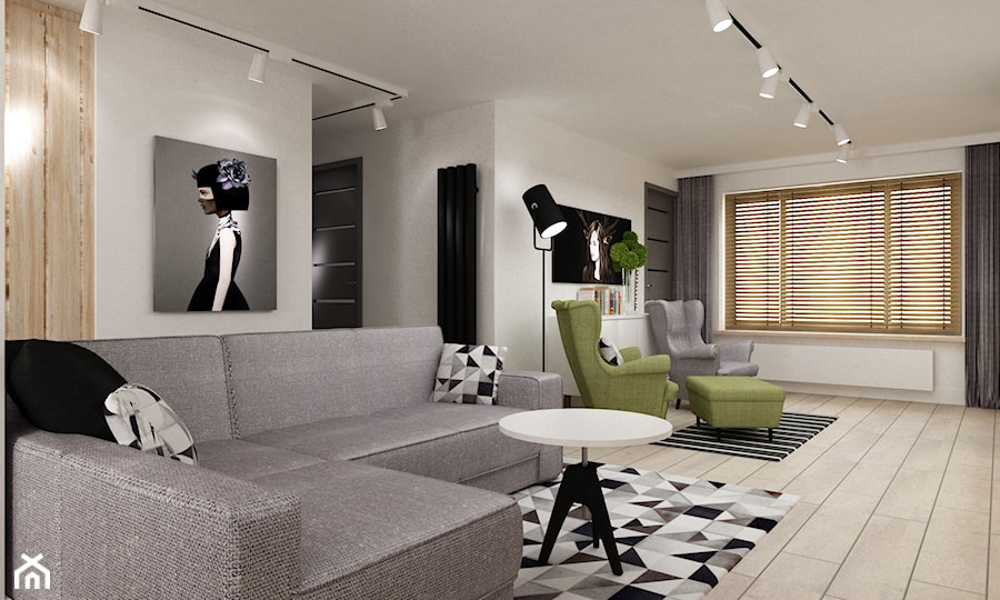 Zdalny Projekt domu w UK w trakcie realizacji - Salon, styl skandynawski - zdjęcie od Grafika i Projekt architektura wnętrz