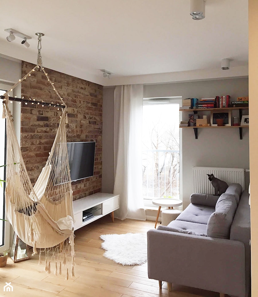 mieszkanie metamorfoza wola ok60m2 - Mały szary salon, styl skandynawski - zdjęcie od Grafika i Projekt architektura wnętrz