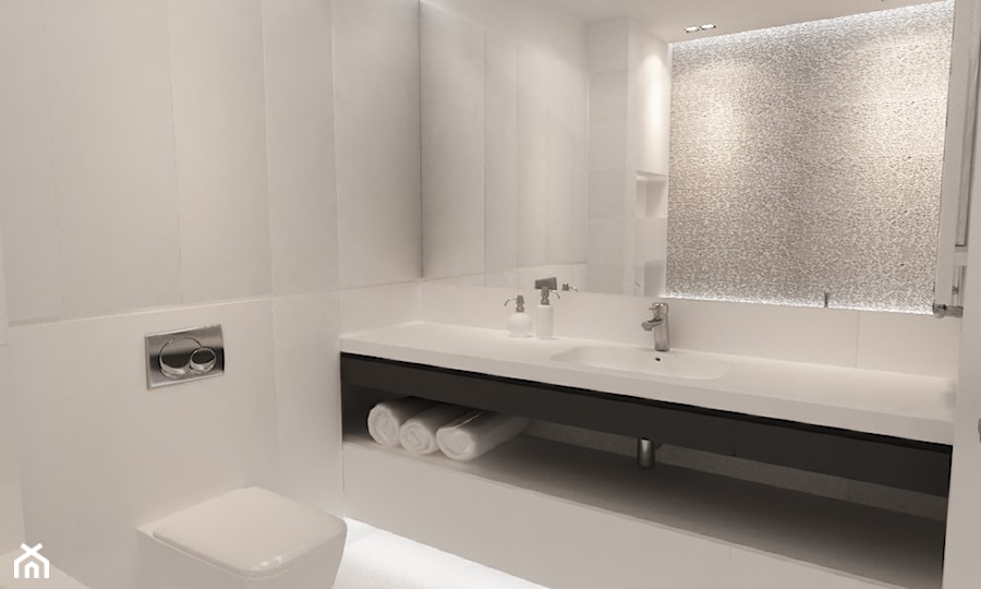 mieszkanie w bieli - Średnia z punktowym oświetleniem łazienka, styl minimalistyczny - zdjęcie od Grafika i Projekt architektura wnętrz