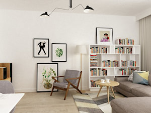 mieszkanie 68m2 w stylu duńskim - Średni biały salon z jadalnią, styl skandynawski - zdjęcie od Grafika i Projekt architektura wnętrz