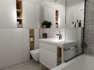 łazienki w stylu skandynawskim - Średnia bez okna łazienka, styl skandynawski - zdjęcie od Grafika i Projekt architektura wnętrz
