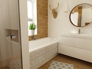 łazienki w stylu skandynawskim - Średnia łazienka z oknem, styl nowoczesny - zdjęcie od Grafika i Projekt architektura wnętrz