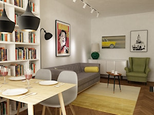 48 m2 mieszkanie Wilanów - minimalizm z kolorem - Salon, styl minimalistyczny - zdjęcie od Grafika i Projekt architektura wnętrz