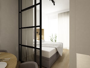 mieszkanie przerobione z 3 na 4 pokoje - Mała biała brązowa sypialnia, styl nowoczesny - zdjęcie od Grafika i Projekt architektura wnętrz
