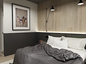 apartament mokotów 90m2 - Mała biała czarna sypialnia, styl nowoczesny - zdjęcie od Grafika i Projekt architektura wnętrz