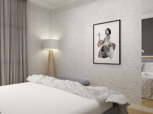 mieszkanie 80m2 metamorfoza - Średnia biała szara sypialnia, styl industrialny - zdjęcie od Grafika i Projekt architektura wnętrz