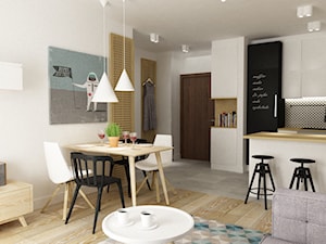 Mieszkanie 2 pokojowe na Woli aktualnie dla 2+1,docelowo pod wynajem - Jadalnia, styl skandynawski - zdjęcie od Grafika i Projekt architektura wnętrz