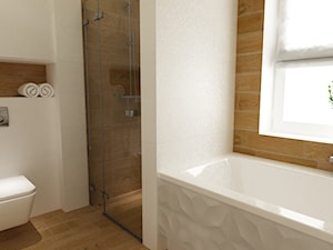 łazienki w stylu skandynawskim - Łazienka z oknem, styl nowoczesny - zdjęcie od Grafika i Projekt architektura wnętrz