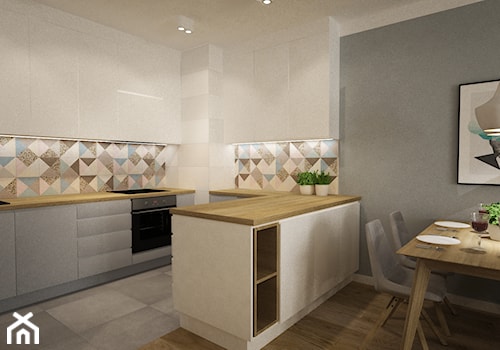 mieszkanie w pastelach 80m2 - Kuchnia, styl skandynawski - zdjęcie od Grafika i Projekt architektura wnętrz