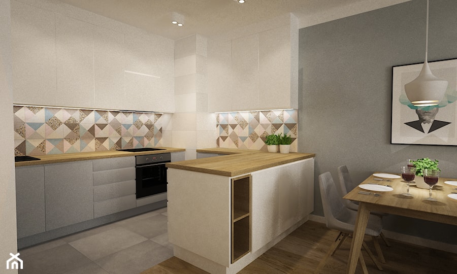 mieszkanie w pastelach 80m2 - Kuchnia, styl skandynawski - zdjęcie od Grafika i Projekt architektura wnętrz