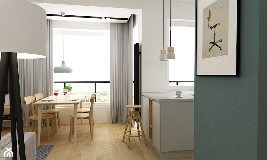 mieszkanie minimalistyczne 2 pokojowe - Jadalnia, styl minimalistyczny - zdjęcie od Grafika i Projekt architektura wnętrz