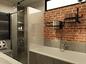 Łazienka w stylu industrialnym metamorfoza - Średnia z punktowym oświetleniem łazienka z oknem, styl industrialny - zdjęcie od Grafika i Projekt architektura wnętrz