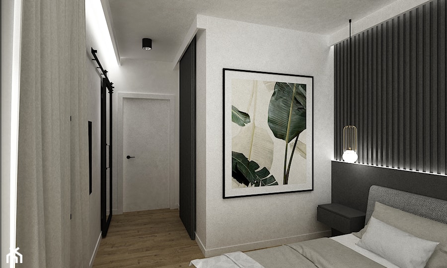 dom biel i grafit - Sypialnia, styl nowoczesny - zdjęcie od Grafika i Projekt architektura wnętrz