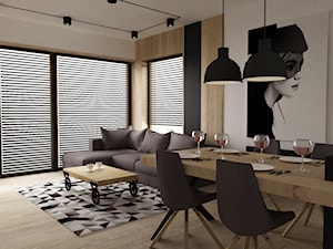 apartament mokotów 90m2 - Średni biały salon z jadalnią, styl nowoczesny - zdjęcie od Grafika i Projekt architektura wnętrz