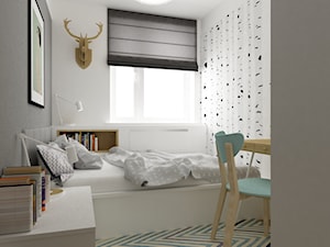 mieszkanie na wawrze 54m2 - Mała szara z biurkiem sypialnia, styl skandynawski - zdjęcie od Grafika i Projekt architektura wnętrz