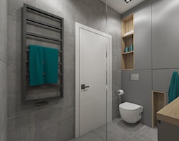 łazienki w stylu skandynawskim - Mała na poddaszu bez okna łazienka, styl skandynawski - zdjęcie od Grafika i Projekt architektura wnętrz - Homebook