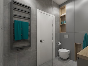 łazienki w stylu skandynawskim - Mała na poddaszu bez okna łazienka, styl skandynawski - zdjęcie od Grafika i Projekt architektura wnętrz