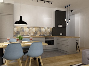 mieszkanie 75m2 słuzew - Średnia z zabudowaną lodówką kuchnia w kształcie litery l, styl skandynawski - zdjęcie od Grafika i Projekt architektura wnętrz