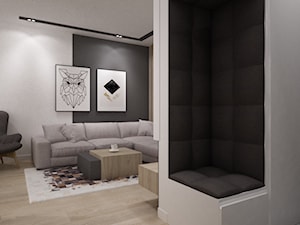 dwupoziomowe mieszkanie w zimnych odcieniach drewna i szarościach - Hol / przedpokój, styl nowoczesny - zdjęcie od Grafika i Projekt architektura wnętrz