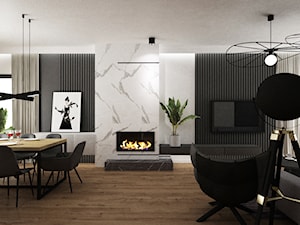 dom biel i grafit - Salon, styl nowoczesny - zdjęcie od Grafika i Projekt architektura wnętrz