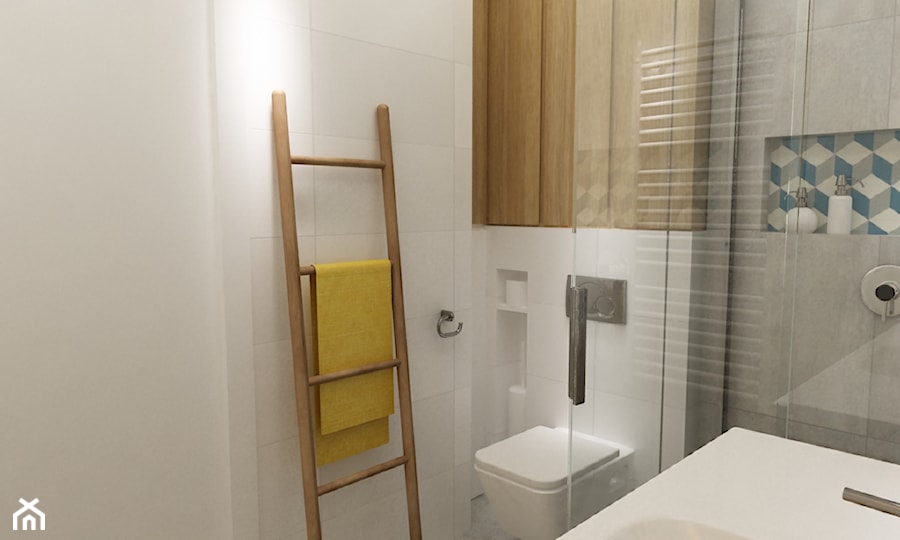 apartament bemowo ok.100m2 - Mała bez okna łazienka, styl skandynawski - zdjęcie od Grafika i Projekt architektura wnętrz