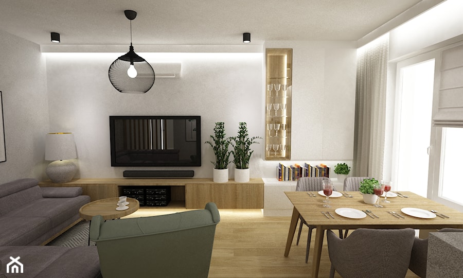 mieszkanie 70m2 pod warszawą - Salon, styl nowoczesny - zdjęcie od Grafika i Projekt architektura wnętrz